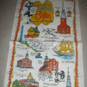 Linen Tea Towel Historic Boston Home Of The Freedom Trail